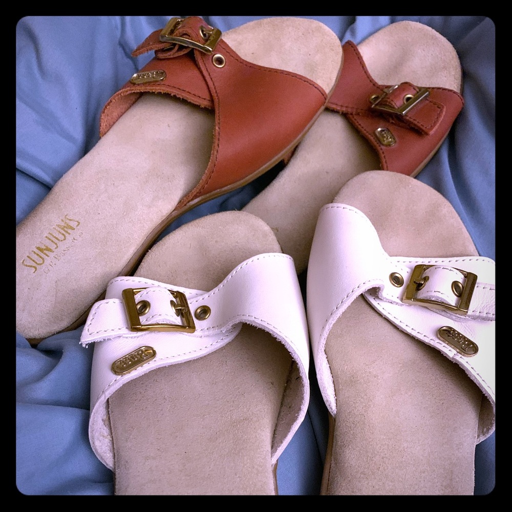 Bass Sunjun Sandal Safina White Cognac Leather 7.5